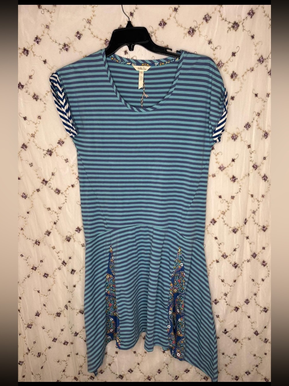 Matilda Jane Blue Striped Short Sleeve Fit-and-Flare Dress